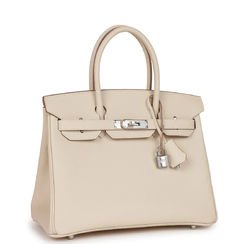 Luxury bags with exotic skinsHermes Birkin 30 Craie Epsom Palladium Hardware