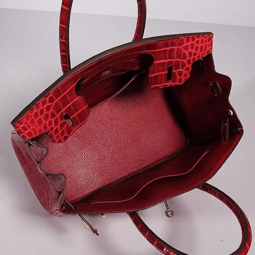 Trendy transparent PVC bagsHermes Birkin 30cm Crocodile Leather Bag With Strap Red Gold