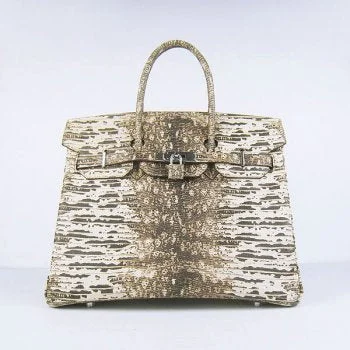 High-quality leather messenger bagsHermes Birkin 30cm Lizard Pattern Handbag 6088 Beige/Silver