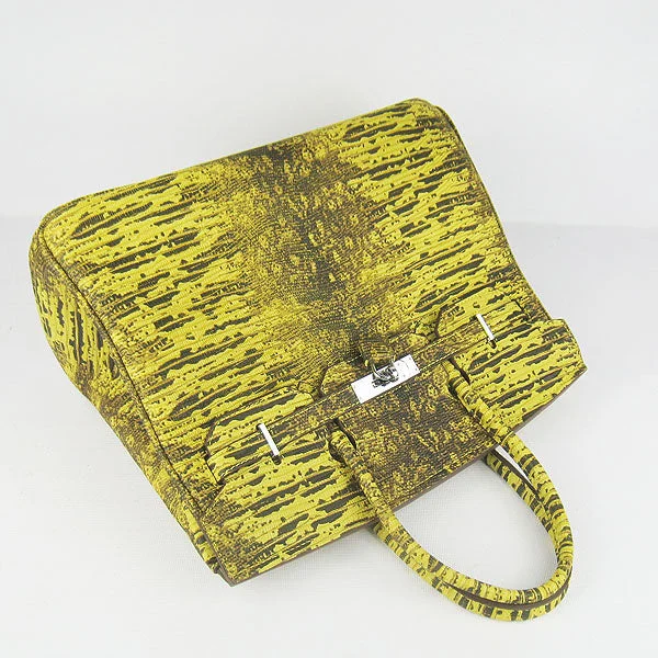 Minimalist leather handbagsHermes Birkin 30cm Lizard Pattern Handbag 6088 Yellow/Silver