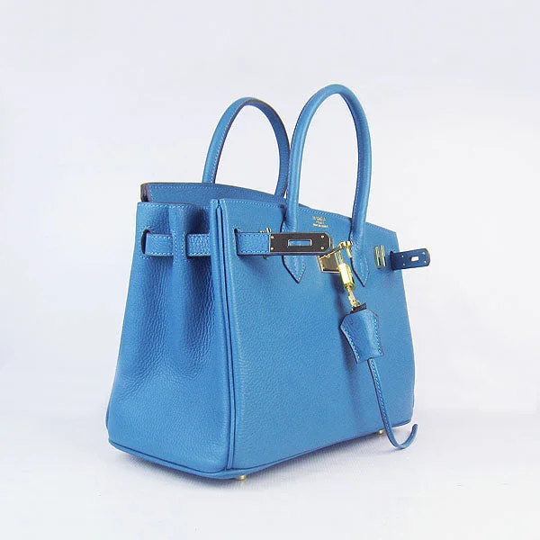 Elegant clutch bags for weddingsHermes Birkin 30cm Togo Leather Handbags Blue Golden