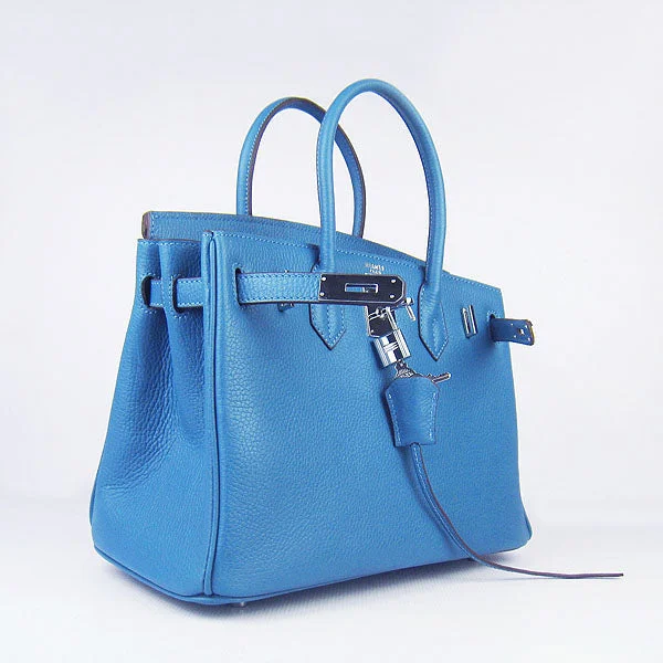 Lightweight duffle bags for gymHermes Birkin 30cm Togo Leather Handbags Blue Silver