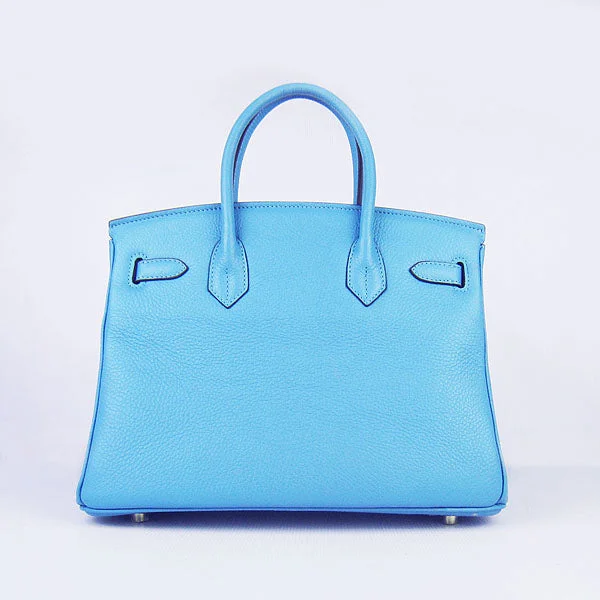 Vegan leather handbagsHermes Birkin 30cm Togo Leather Handbags Light Blue Golden