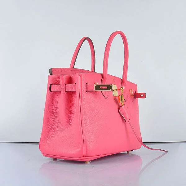 Luxury handbags 2025Hermes Birkin 30cm Togo Leather Handbags Lip Pink Golden