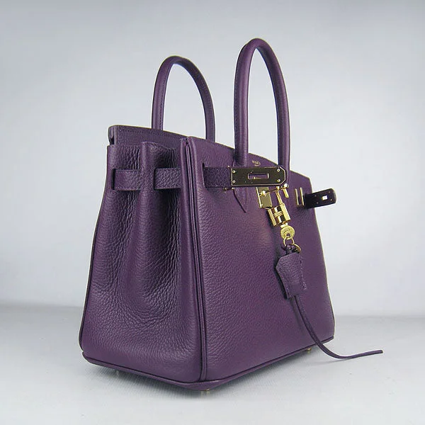 Eco-friendly tote bags for shoppingHermes Birkin 30cm Togo leather Handbags purple golden