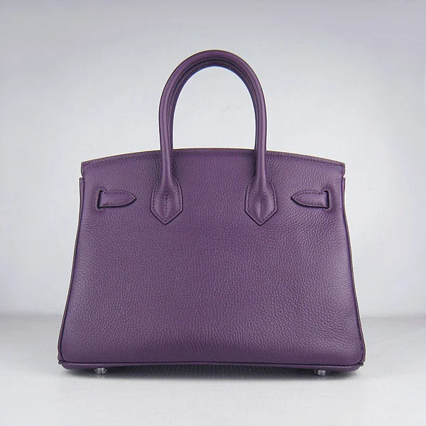 Affordable luxury bags Hermes Birkin 30cm Togo Leather Handbags Purple Silver