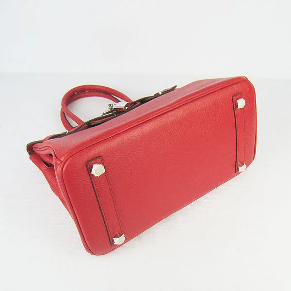 Durable leather bags for daily useHermes Birkin 30cm Togo Leather Handbags Red Silver