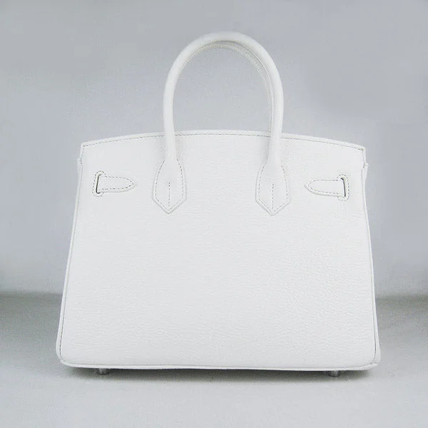 Compact crossbody bags for travelHermes Birkin 30cm Togo Leather Handbags White Silver