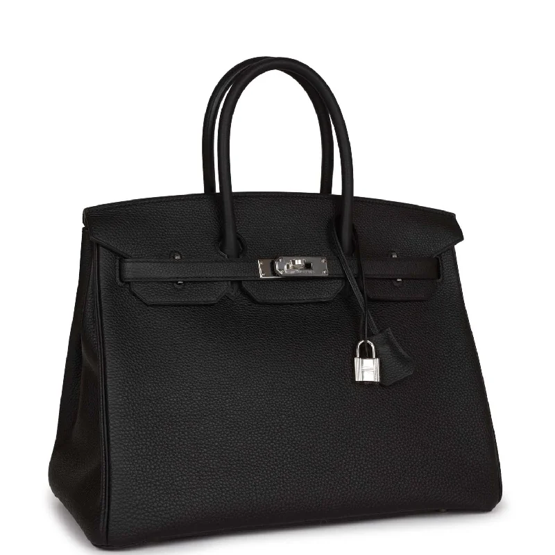 Minimalist leather handbagsHermes Birkin 35 Black Togo Palladium Hardware