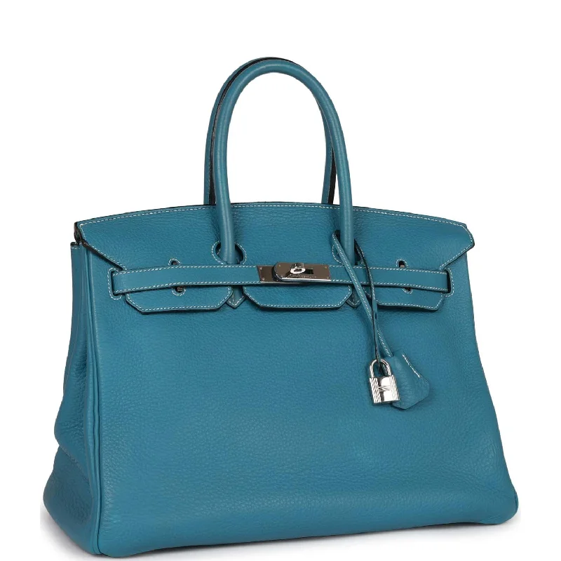 Crossbody bags for everyday useTop Quality Hermes Birkin 35 Bleu Jean Togo Palladium Hardware