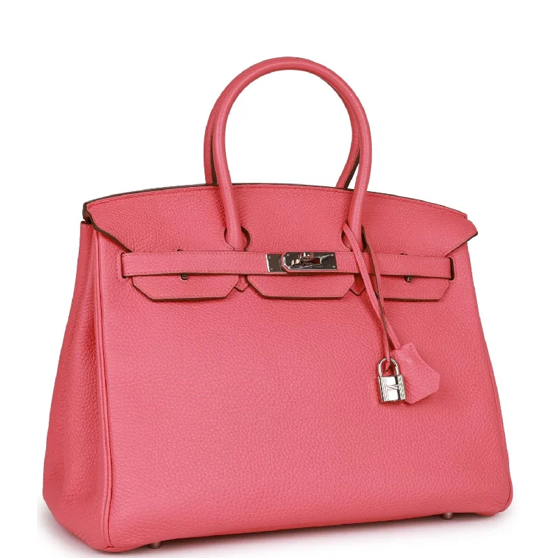 Designer bags with top handlesTop Quality Hermes Birkin 35 Rose Lipstick Togo Palladium Hardware