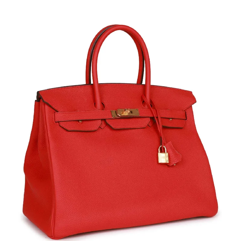 Designer bags with top handlesHermes Birkin 35 Rouge de Coeur Togo Gold Hardware