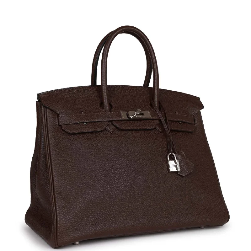 High-quality leather messenger bagsTop Quality Hermes Birkin 35 Chocolate Togo Palladium Hardware