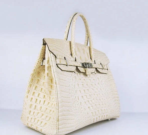 Stylish laptop bags for professionalsHermes Birkin 35cm Crocodile Head Veins Handbags Beige Silver