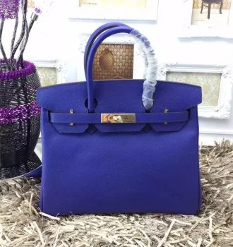 Designer bags with detachable strapsHermes Birkin 35cm Epsom Leather Handbags Electric Blue Gold