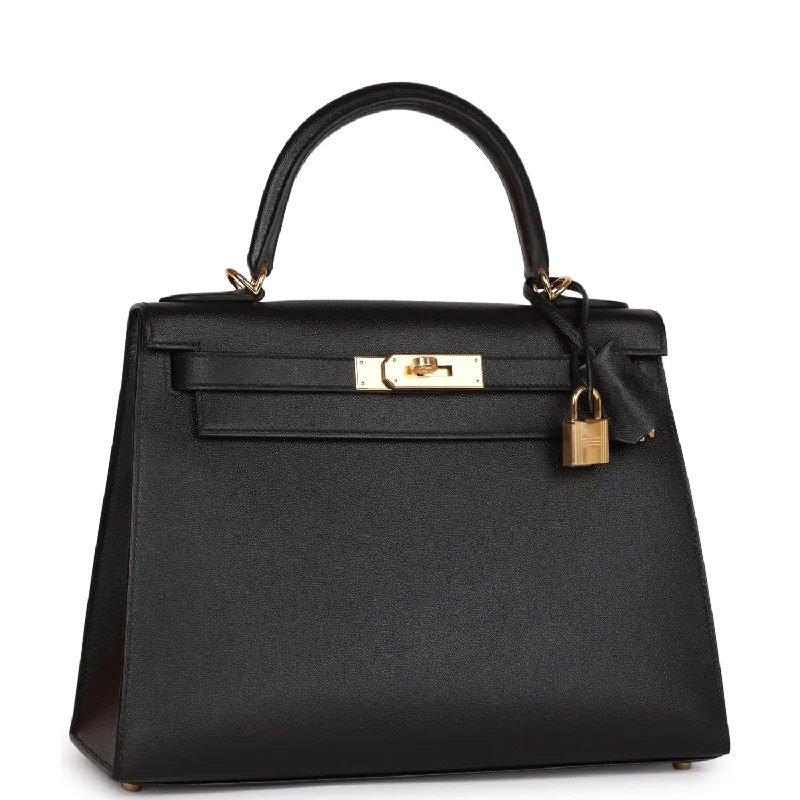 Eco-friendly tote bags for shoppingHermes Kelly Sellier 28 Black Madame Gold Hardware