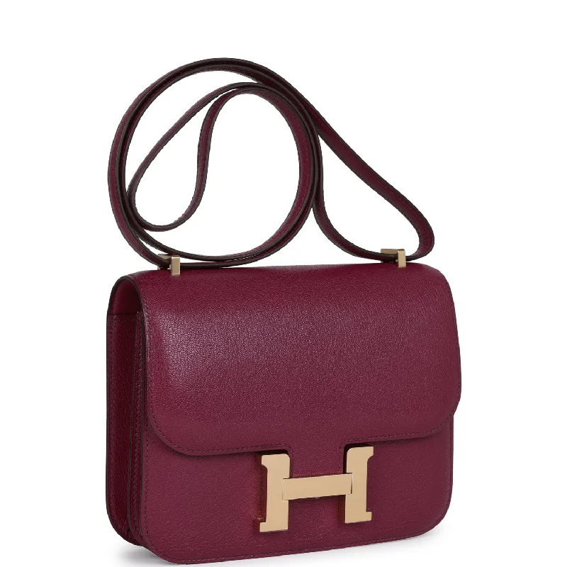 Luxury handbags 2025Hermes Constance 18 Anemone Chevre Chamkila Permabrass Hardware