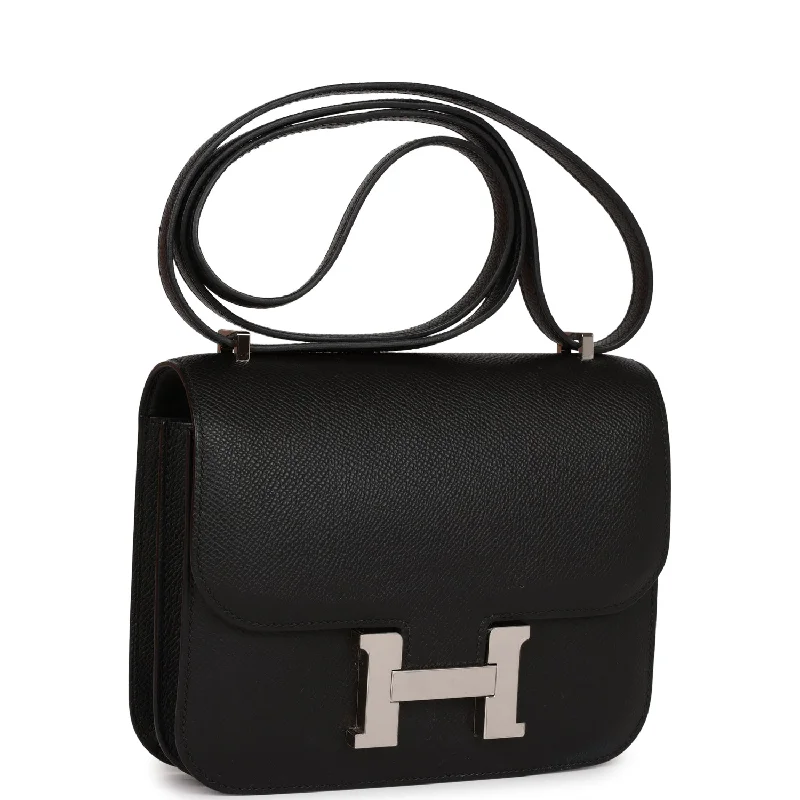 Vegan leather handbagsHermes Constance 18 Black Epsom Palladium Hardware