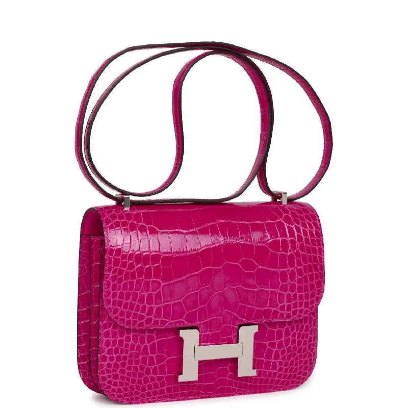 Customizable monogram bagsHermes Constance 18 Rose Mexico Shiny Alligator Palladium Hardware