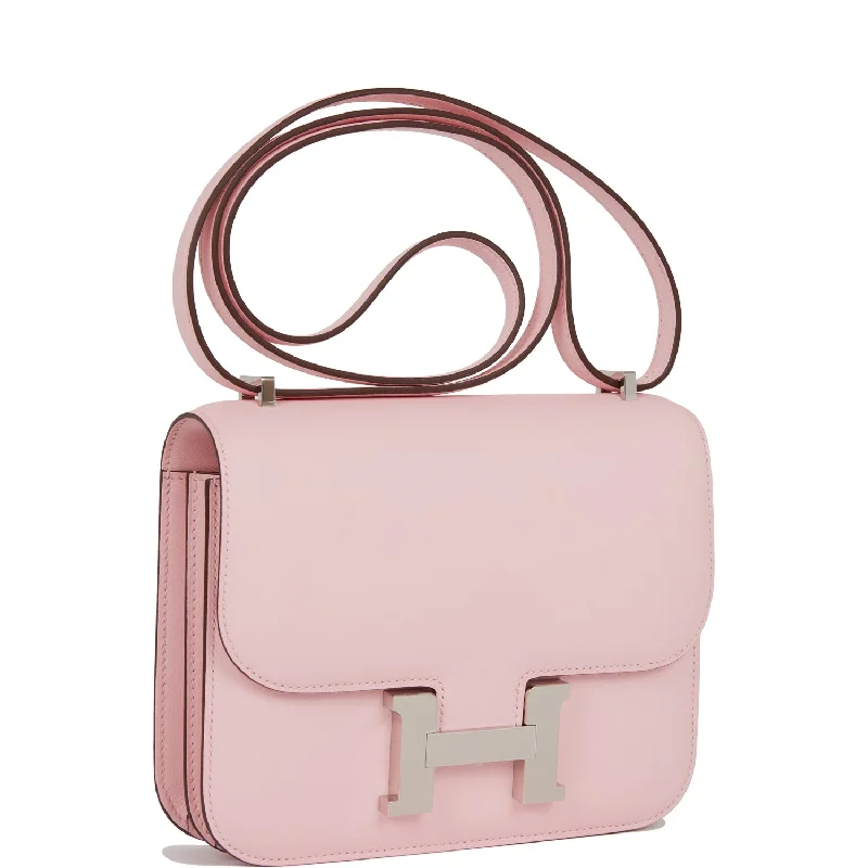 High-end designer bags for menHermes Constance 18 Rose Sakura Swift Palladium Hardware