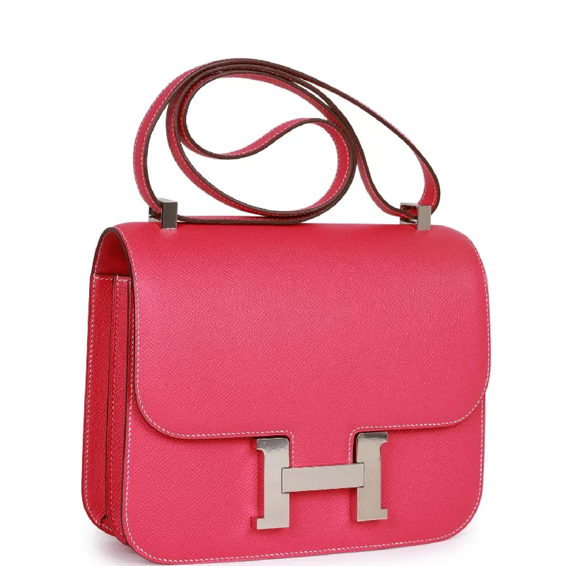 Designer bags with gold hardwareHermes Constance 24 Rose Tyrien Epsom Palladium Hardware