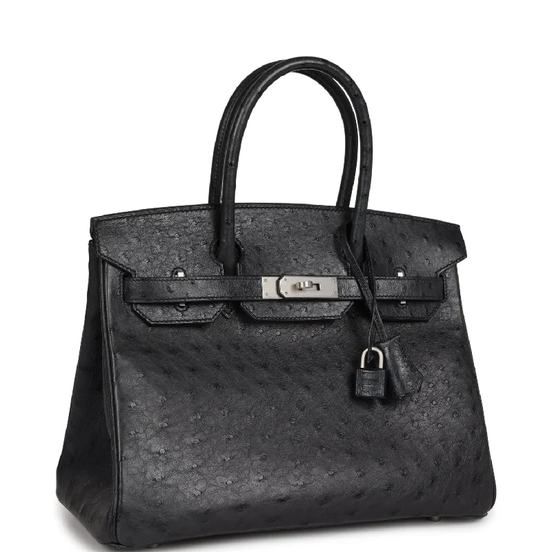 Best-selling designer bags 2025Top Quality Hermes Special Order (HSS) Birkin 30 Black Verso Ostrich Brushed Palladium Hardware