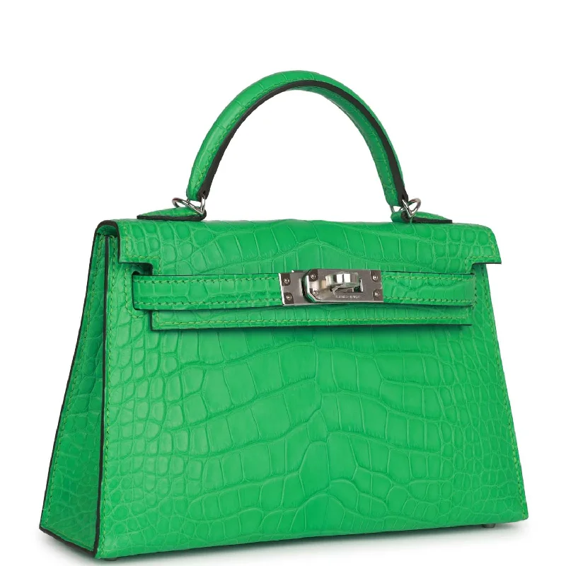 Designer bags for womenHermes Kelly Sellier 20 Vert Comics Matte Alligator Palladium Hardware