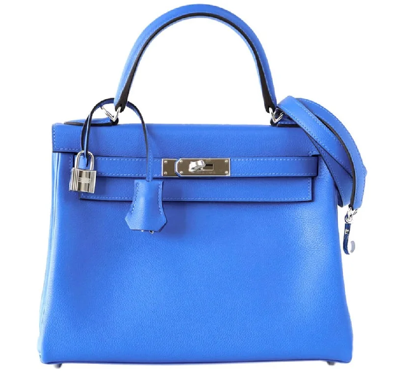 High-end designer bags for menHermès Kelly 28 Blue Hydra Evergrain