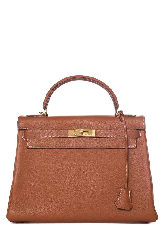 Compact crossbody bags for travelHermès Kelly 28 Cm Retourne Taurillon Gold Clemence Leather Tote