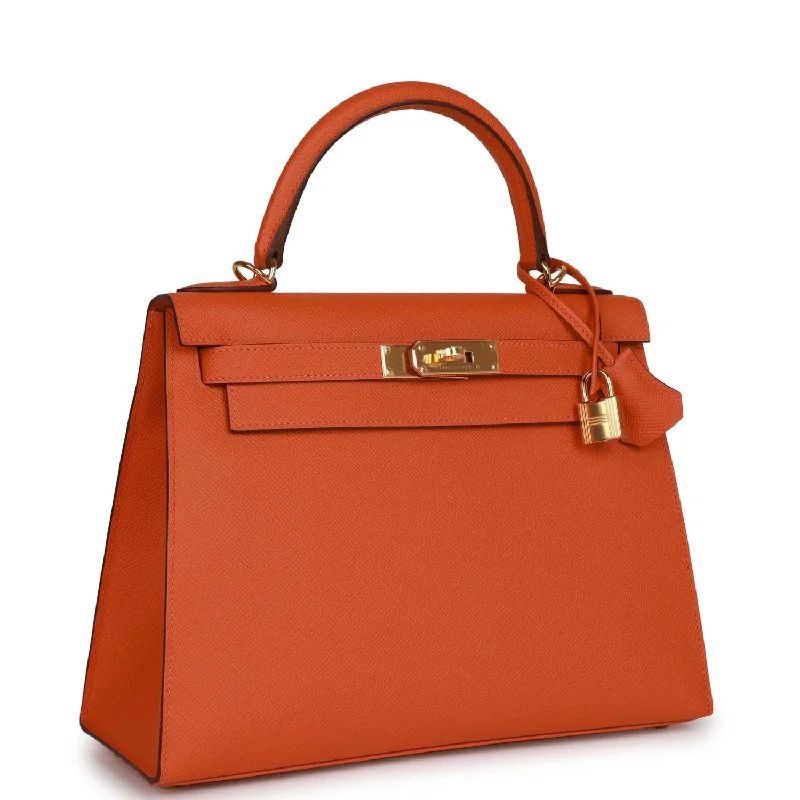 Eco-friendly tote bags for shoppingHermes Kelly Sellier 28 Orange Epsom Gold Hardware