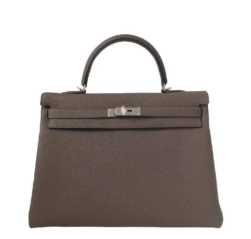 Customizable monogram bagsHermès Kelly 35 Taupe Bag PHW