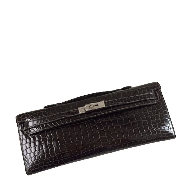 Luxury bags with chain strapsHermès Kelly Cut Crocodile Graphite Bag