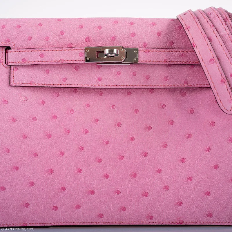 Designer bags with detachable strapsHermès Kelly Danse II 5P Bubblegum Pink Ostrich Palladium Hardware