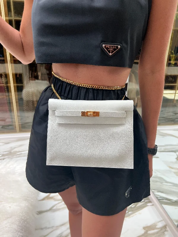 Designer bags for womenHermès Kelly Danse II White Evercolor leather with Gold Hardware