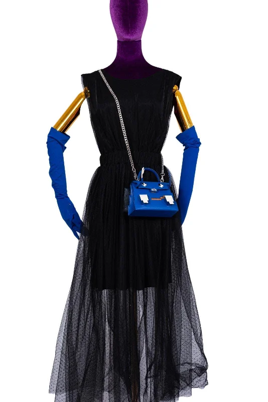 Vegan leather handbagsHermès Kelly Doll Quelle Idole Picto Blue Royale Palladium Hardware