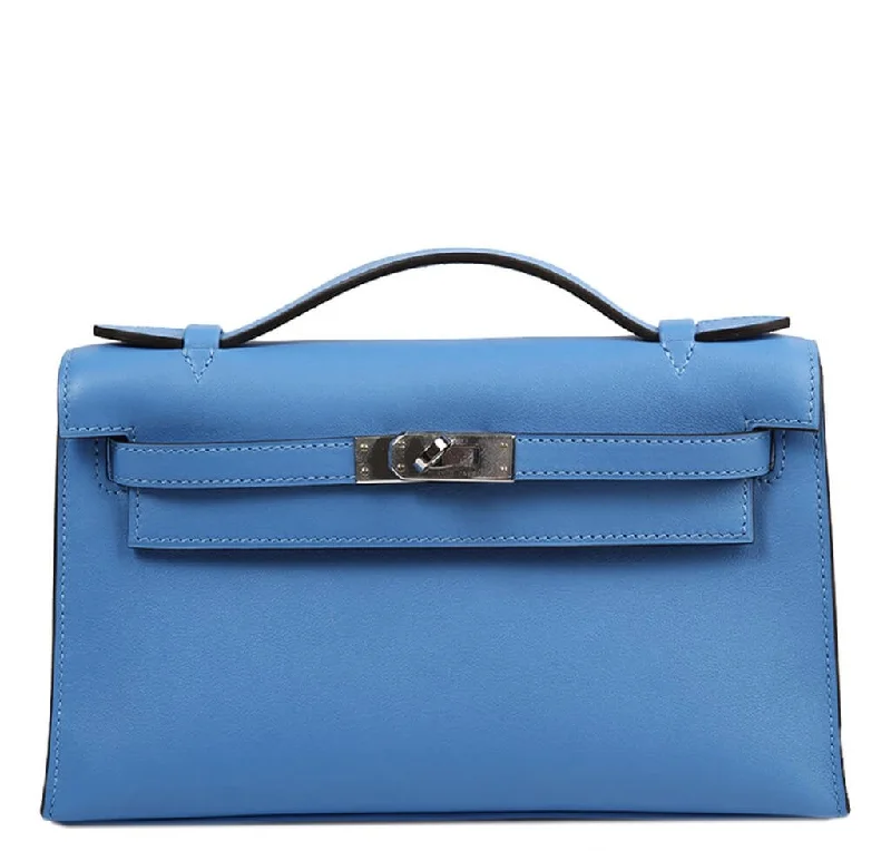 Luxury bags with exotic skinsHermès Kelly Pochette Blue Paradise