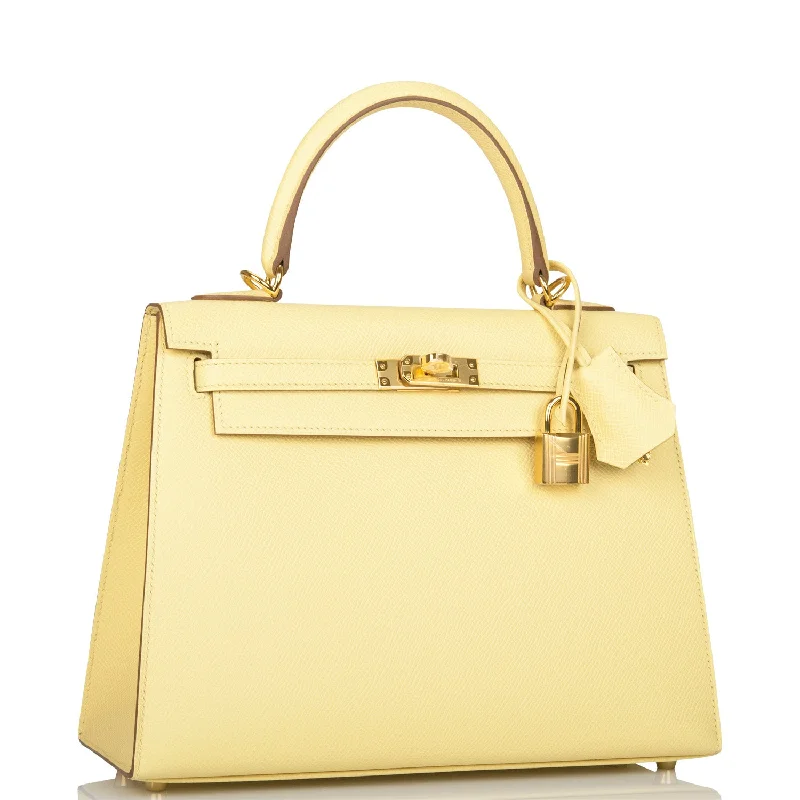 Eco-friendly tote bags for shoppingHermes Kelly Sellier 25 Jaune Poussin Epsom Gold Hardware