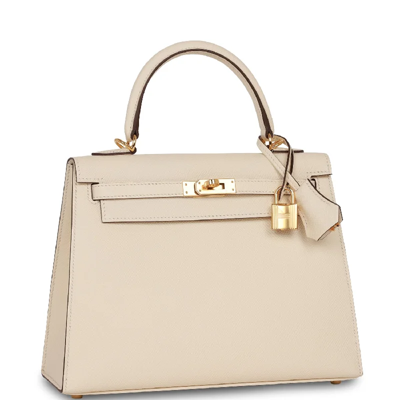 High-end designer bags for menHermes Kelly Sellier 25 Nata Epsom Gold Hardware