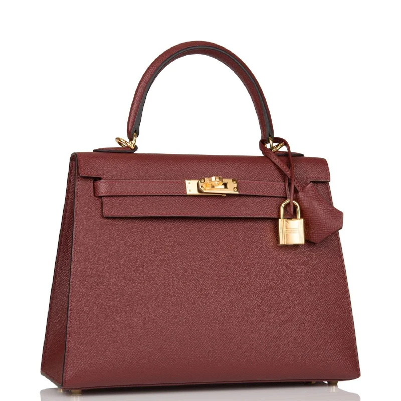 Customizable monogram bagsHermes Kelly Sellier 25 Rouge H Epsom Gold Hardware