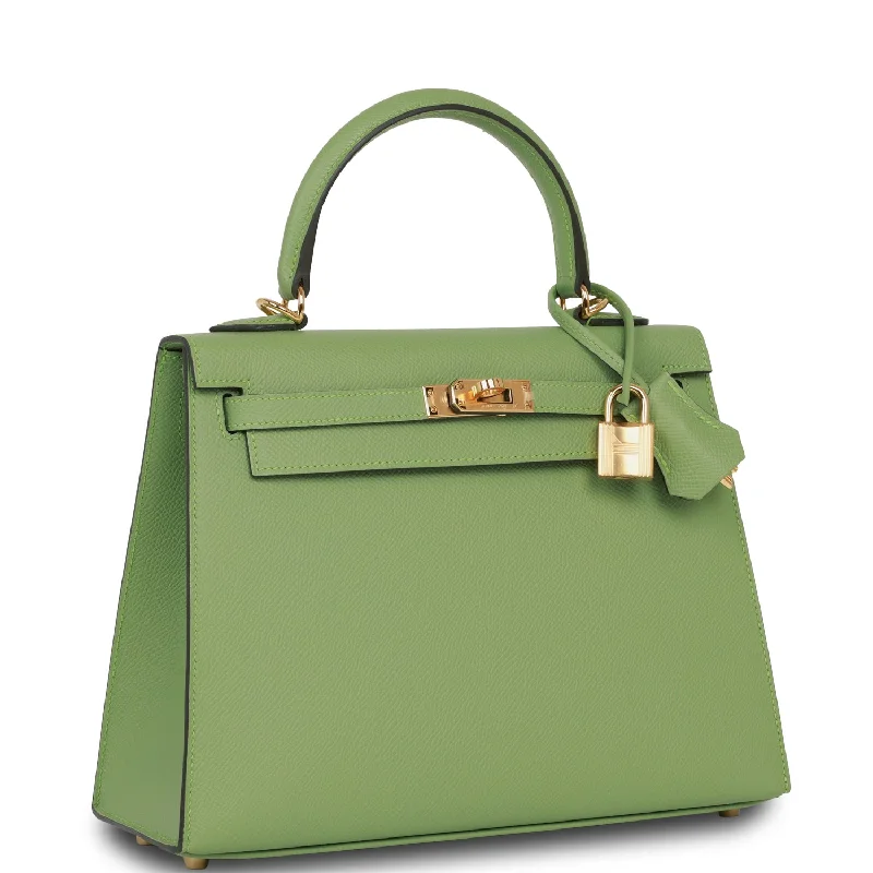 Best tote bags for workHermes Kelly Sellier 25 Vert Criquet Epsom Gold Hardware