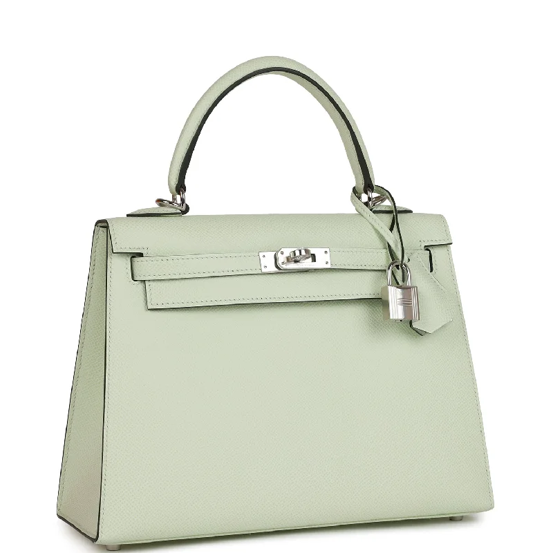 Affordable leather bagsHermes Kelly Sellier 25 Vert Fizz Epsom Palladium Hardware