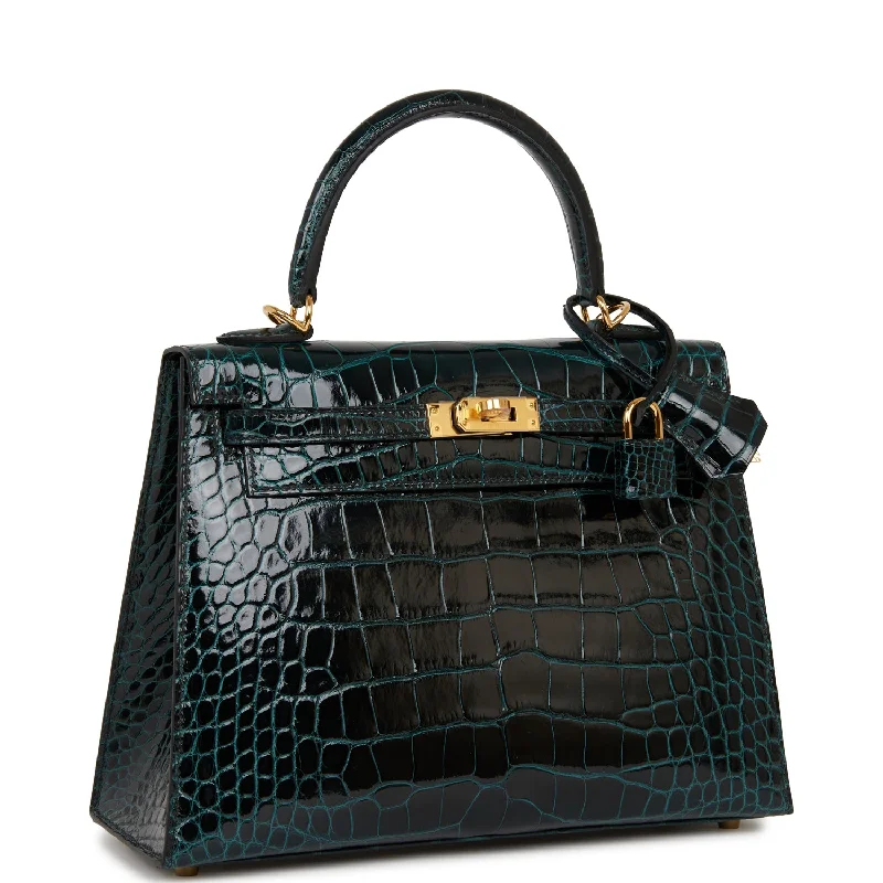 Best bags for business tripsHermes Kelly Sellier 25 Vert Rousseau Shiny Alligator Gold Hardware