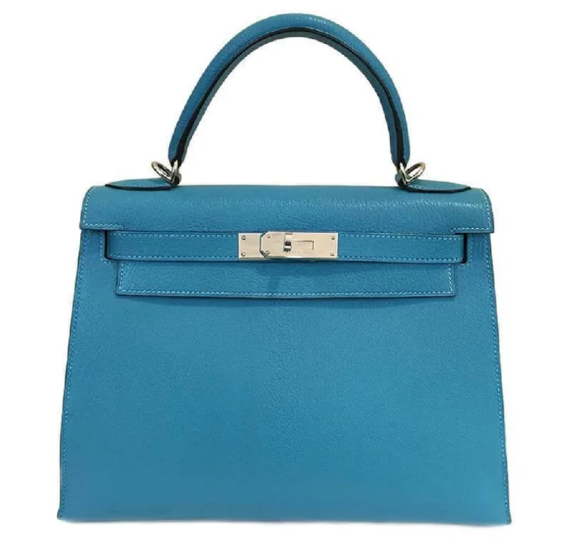 Luxury bags with chain strapsHermès Kelly Sellier 28 Turquoise Bag PHW