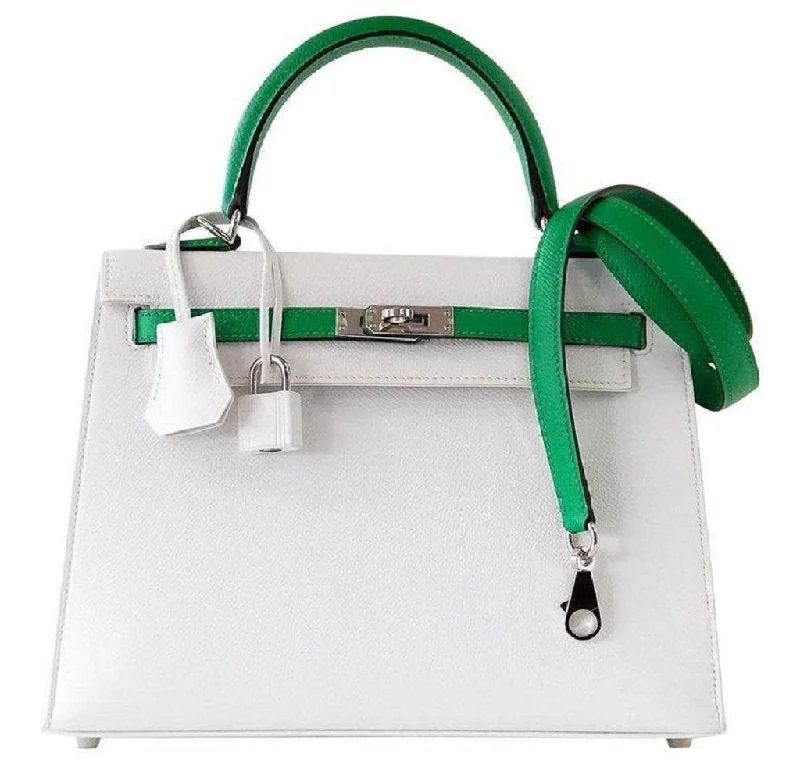 High-end designer bags for menHermès Kelly HSS 25 White Epsom PHW Bag