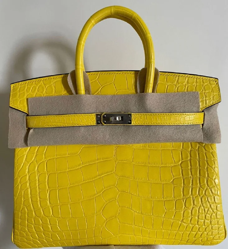 High-quality leather messenger bagsHermes Mimosa Matte Alligator Birkin 25cm Palladium Hardware