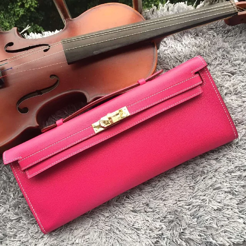 Water-resistant travel backpacksHermes Rose Red Handcrafted Kelly Cut Clutch