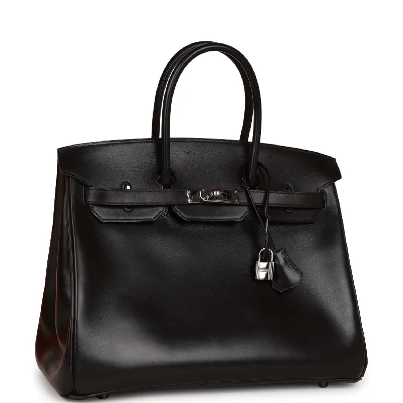 Vintage-inspired handbagsTop Quality Hermes Special Order (HSS) Birkin 35 Black Box Verso Palladium Hardware