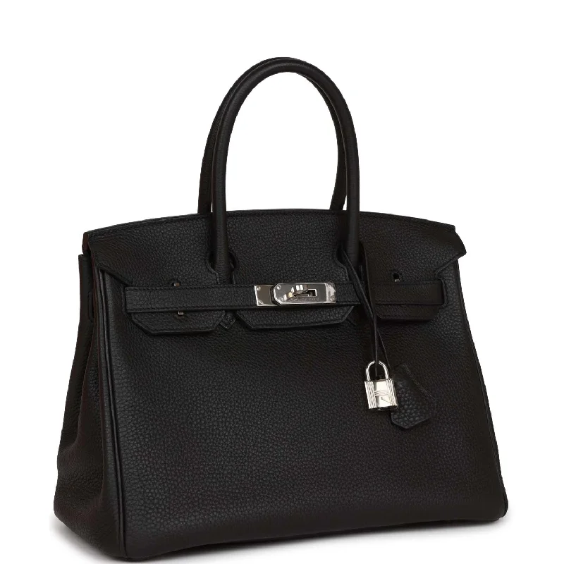 Designer bags with top handlesTop Quality Hermes Birkin 30 Black Togo Palladium Hardware