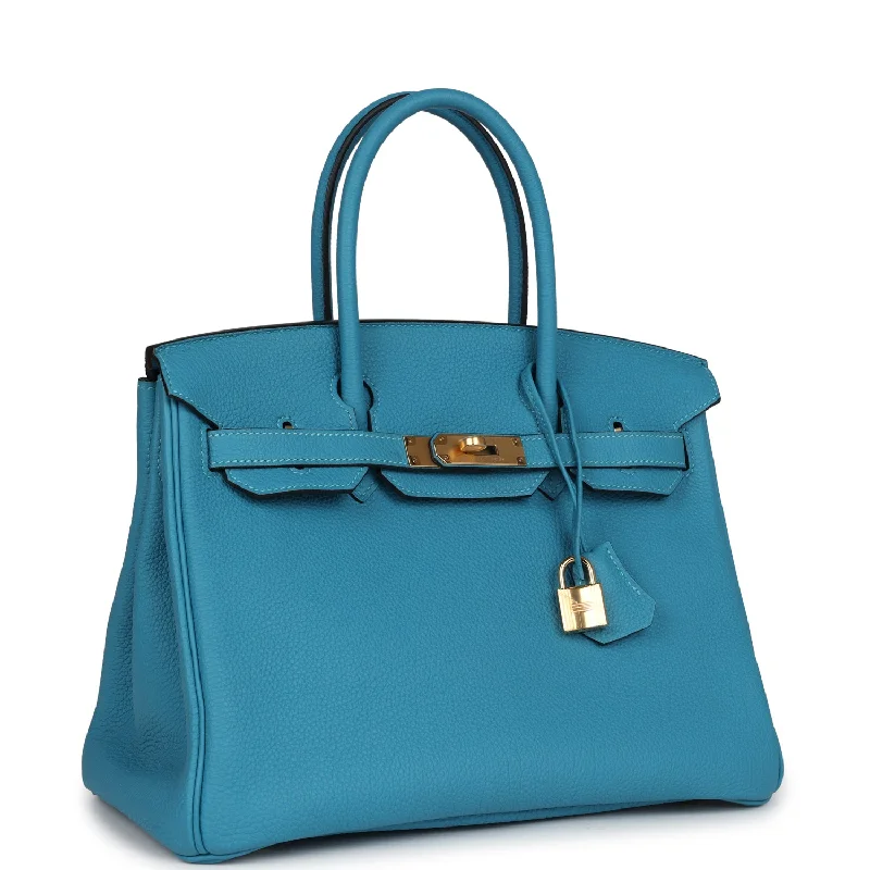 Mini bags for evening outHermes Birkin 30 Turquoise Togo Gold Hardware