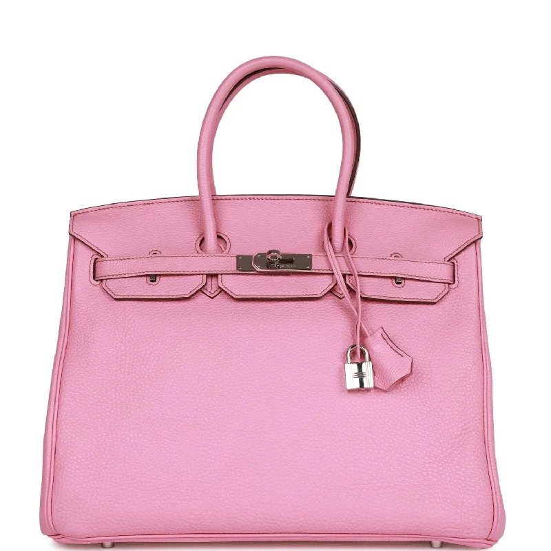 Designer bags with detachable strapsTop Quality Hermes Birkin 35 Bubblegum Togo Palladium Hardware